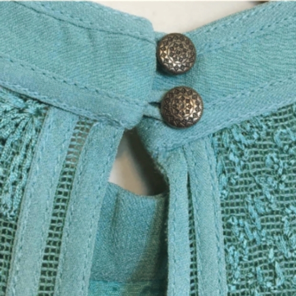 Free People Cleo Aqua Embroidered Lace Party/Cocktail Mini - Picture 5 of 6